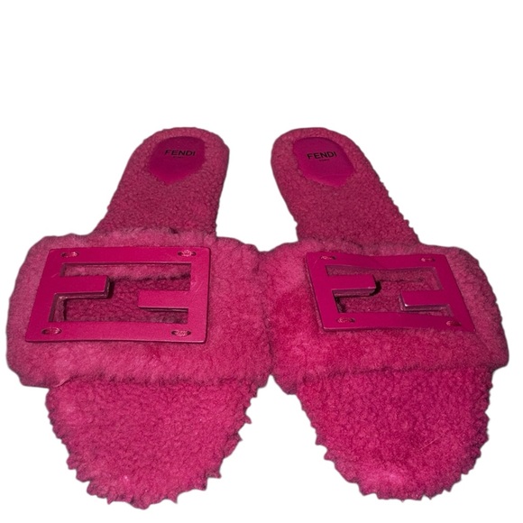 FENDI Shearling FF Baguette Slide Sandals shoes US 9 - Picture 3 of 6